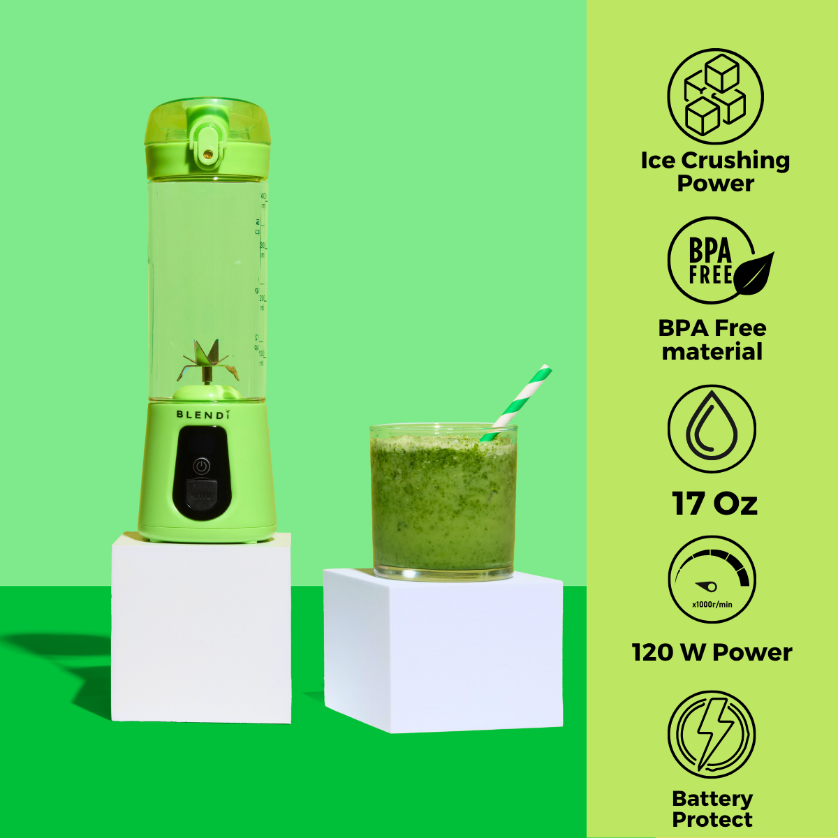 Pro+ Ice Crushing Portable Blender (17oz) Lime