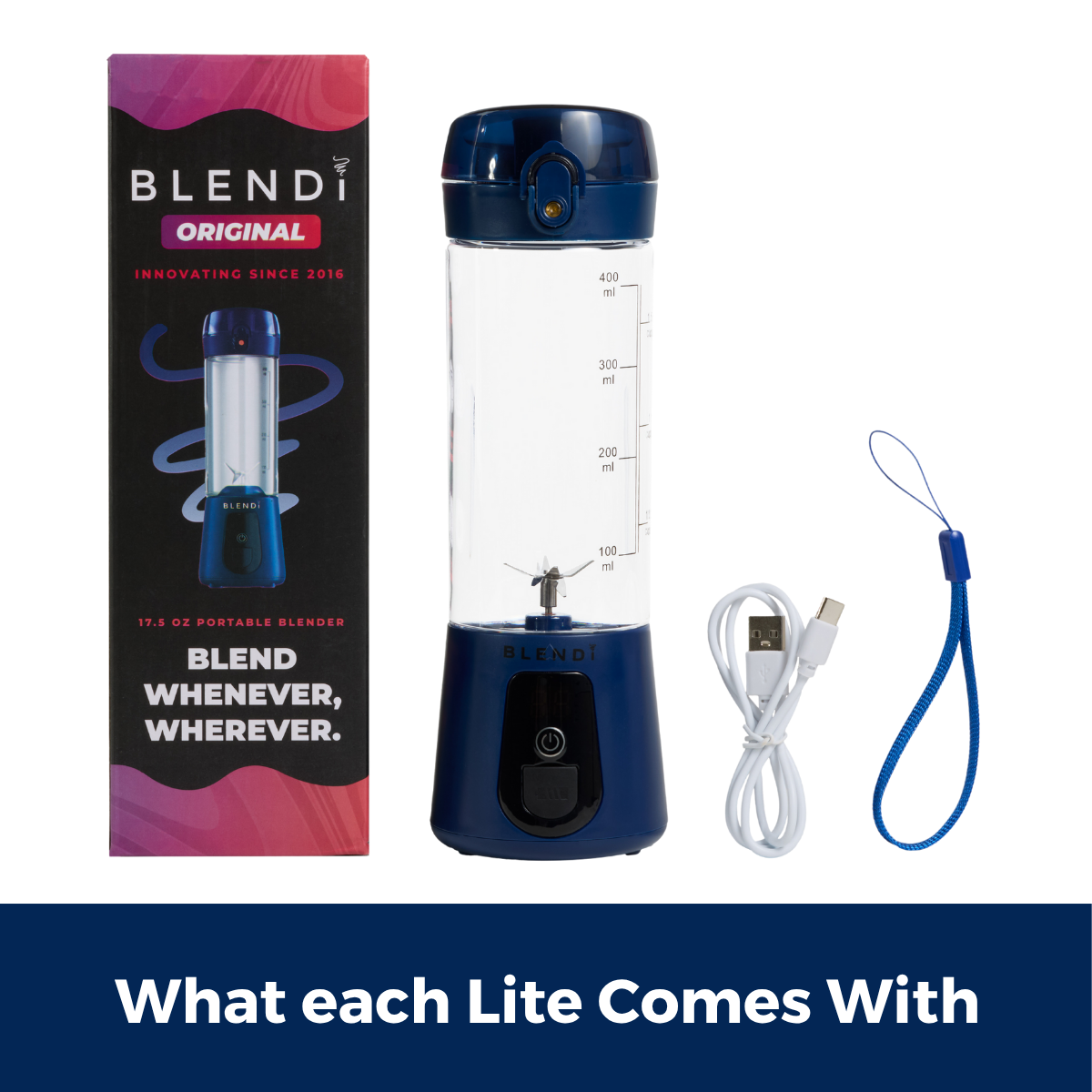 BLENDi Lite Electric Shaker (17oz) Navy