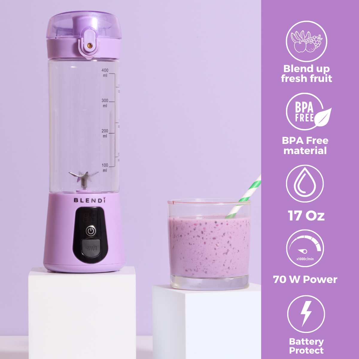 BLENDi Lite Electric Shaker (17oz) Lavender