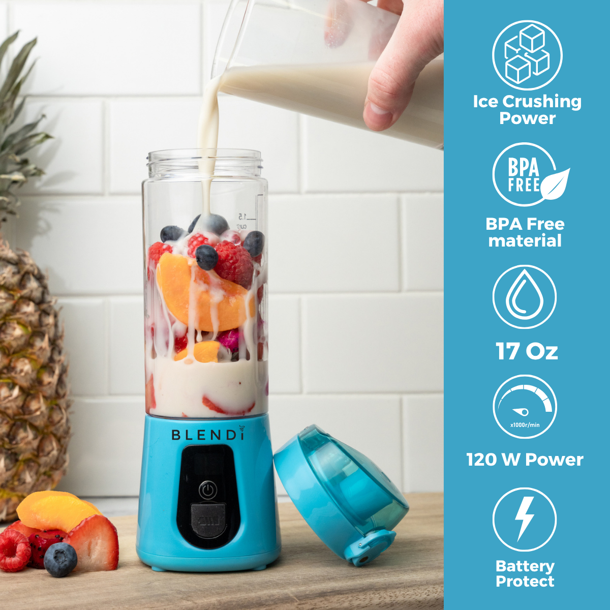 Pro+ Ice Crushing Portable Blender (17oz) Turquoise