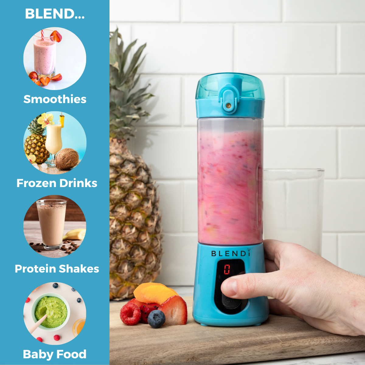 Pro+ Ice Crushing Portable Blender (17oz) Turquoise