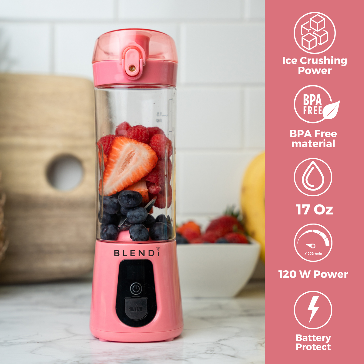 Pro+ Ice Crushing Portable Blender (17oz) Blush