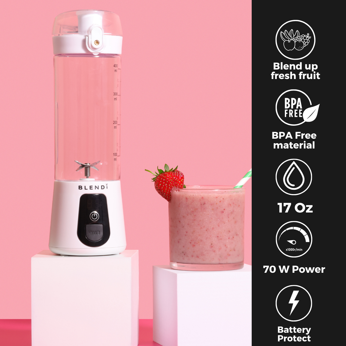 BLENDi Lite Electric Shaker (17oz) White