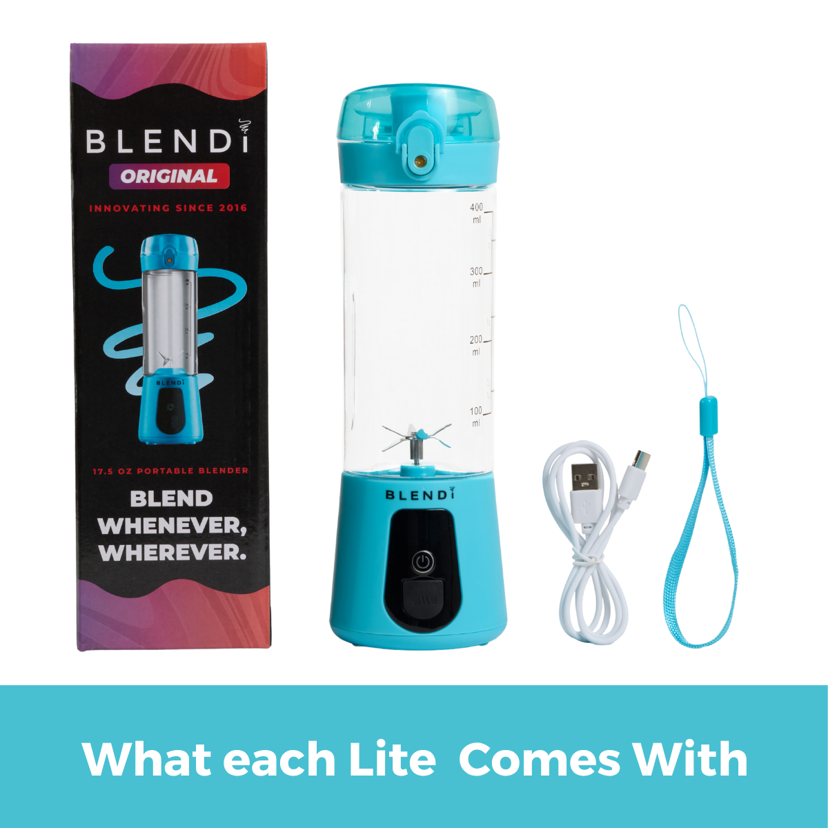 BLENDi Lite Electric Shaker (17oz) Turquoise