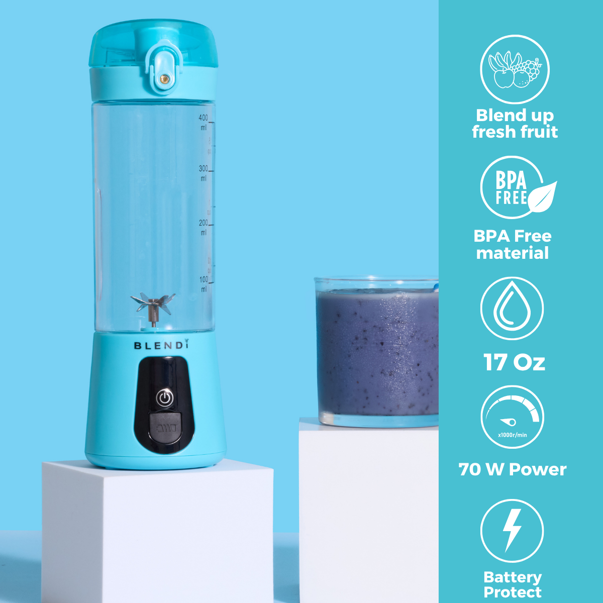 BLENDi Lite Electric Shaker (17oz) Turquoise