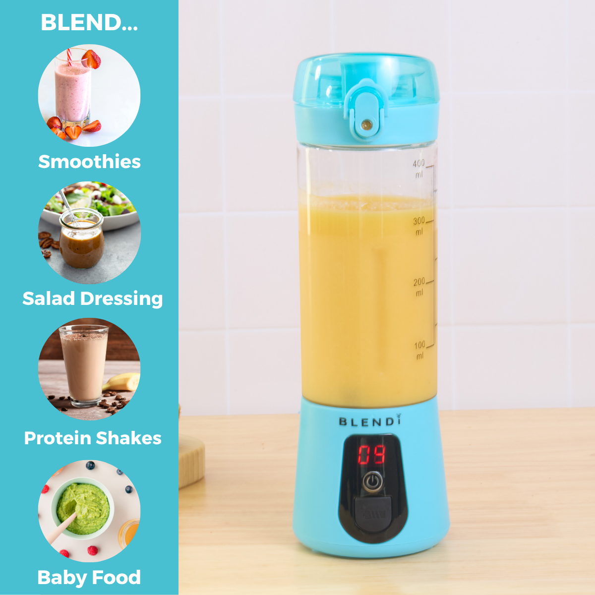 BLENDi Lite Electric Shaker (17oz) Turquoise
