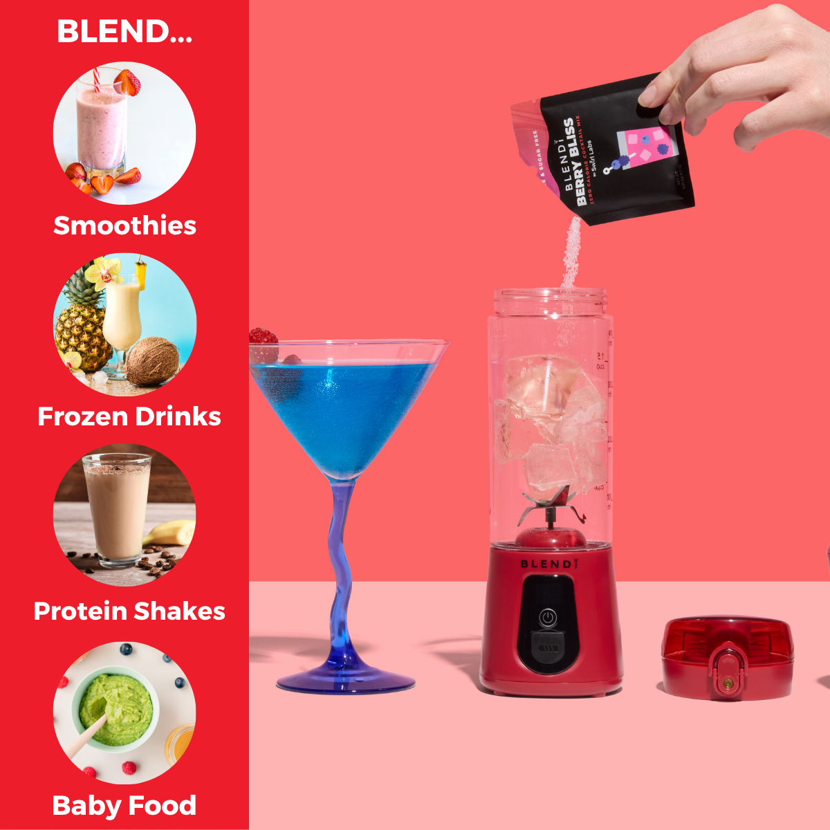 Pro+ Ice Crushing Portable Blender (17oz) Red