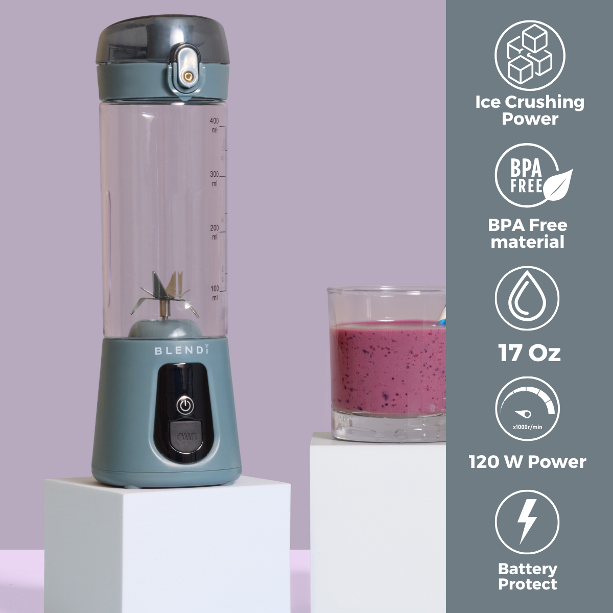 Pro+ Ice Crushing Portable Blender (17oz) Gray
