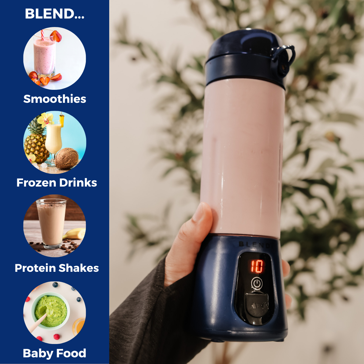 Pro+ Ice Crushing Portable Blender (17oz) Navy