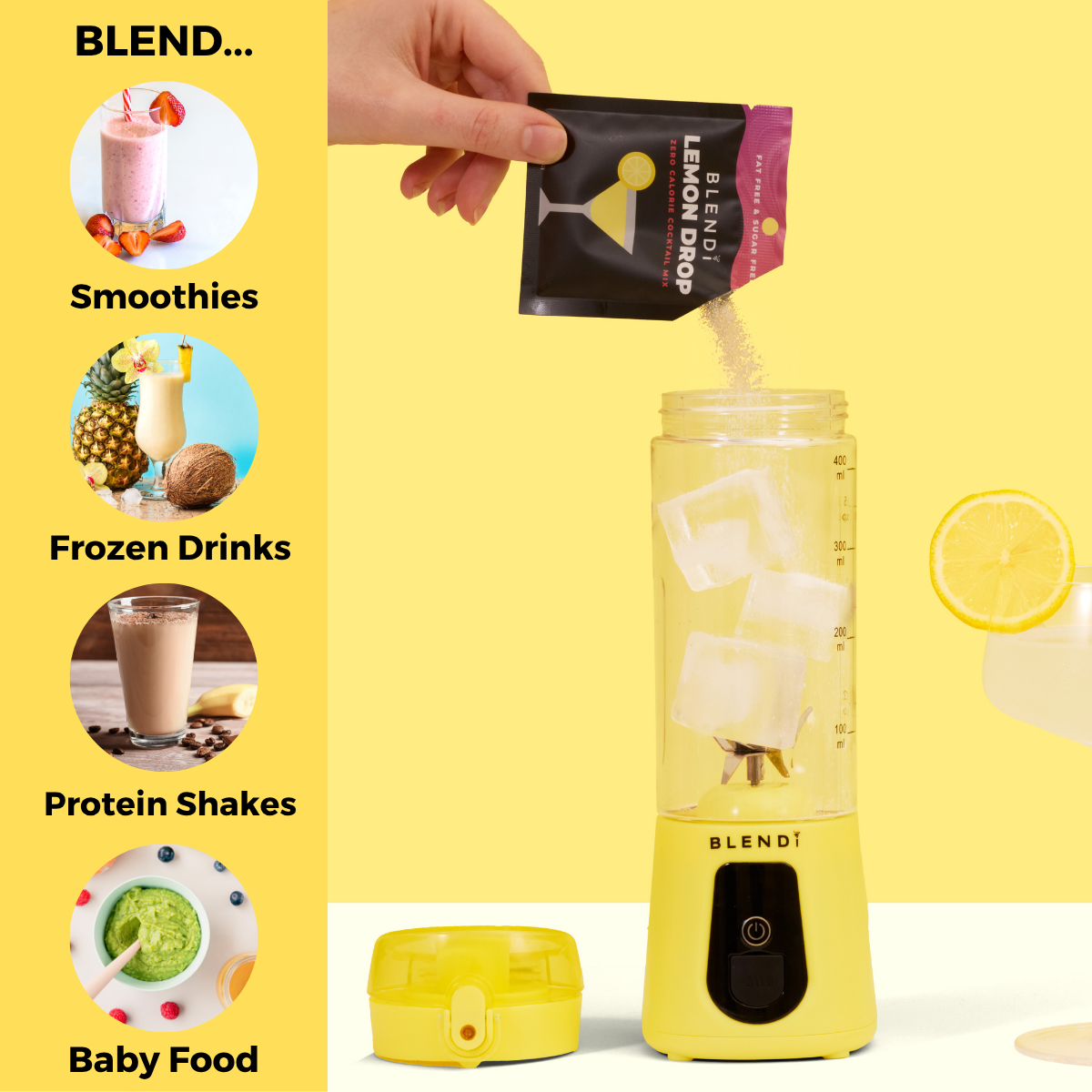 Pro+ Ice Crushing Portable Blender (17oz) Lemon