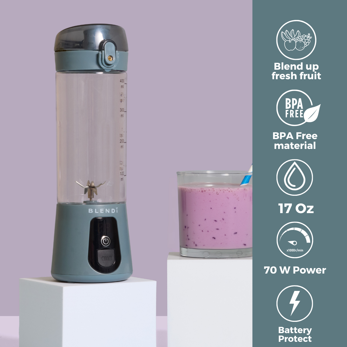 BLENDi Lite Electric Shaker (17oz) Gray