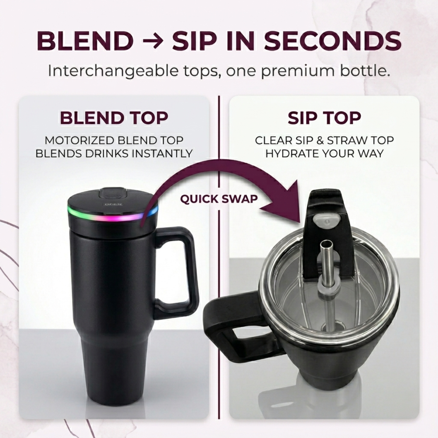 Steel (21oz) 180W Insulated Portable Blender (shipping March)