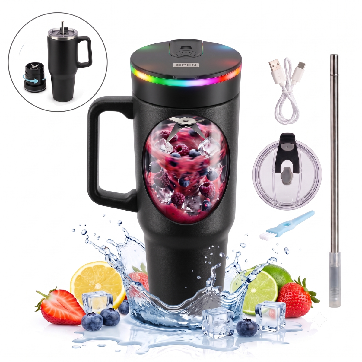 Steel (21oz) Promo 180W Insulated Portable Blender