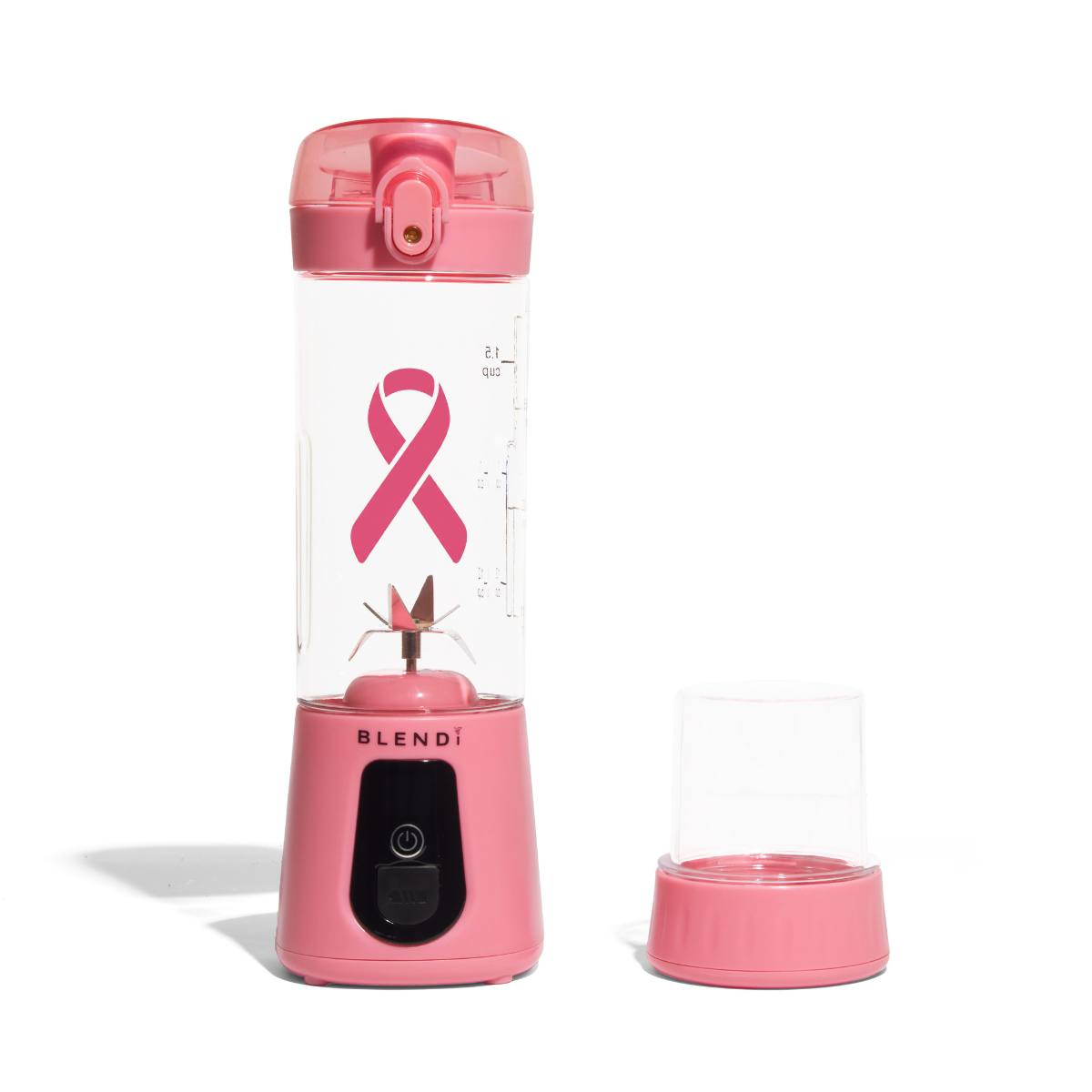 BLENDi Pro+ Breast Cancer Awareness Edition portable blender in Blush with pink ribbon jar